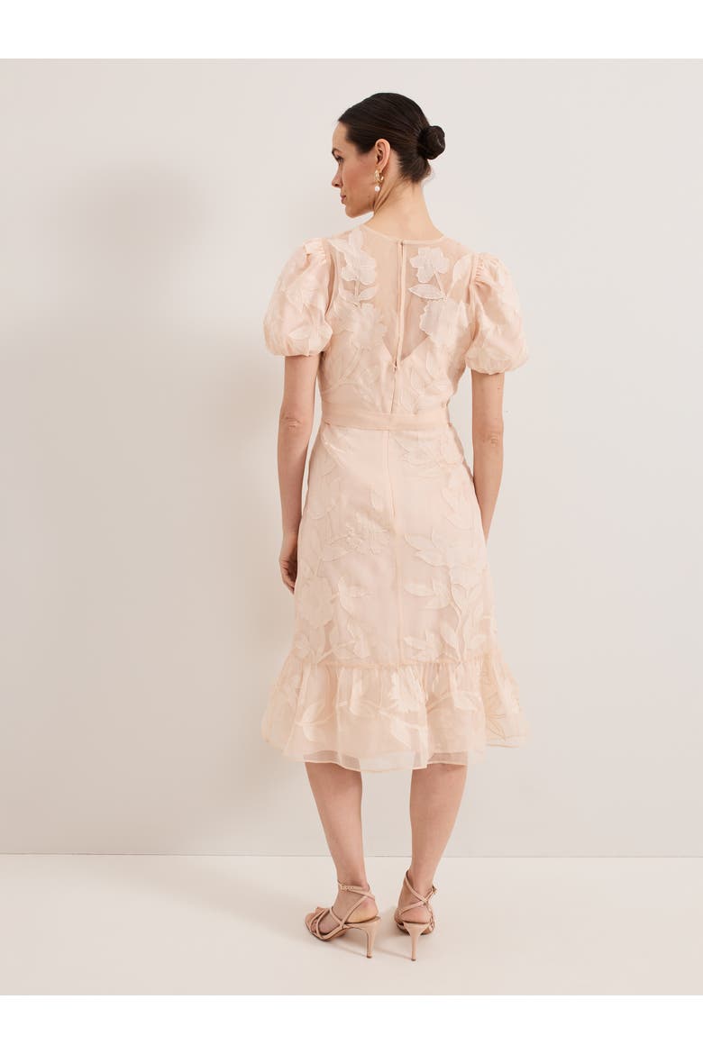 Chrissie Tie-Waist Wrap Midi Dress, Alternate, color, Pale Pink