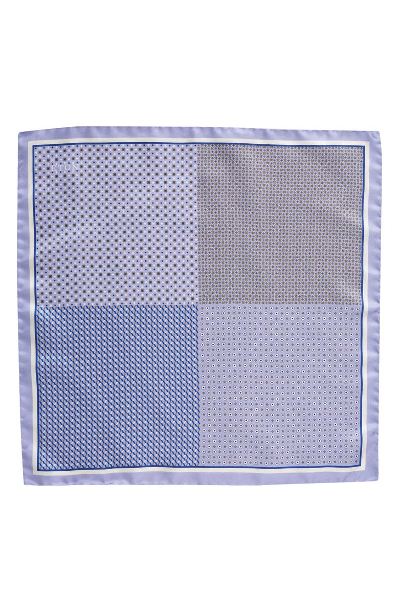 Eton Geometric Print Silk Pocket Square, Alternate, color, Purple