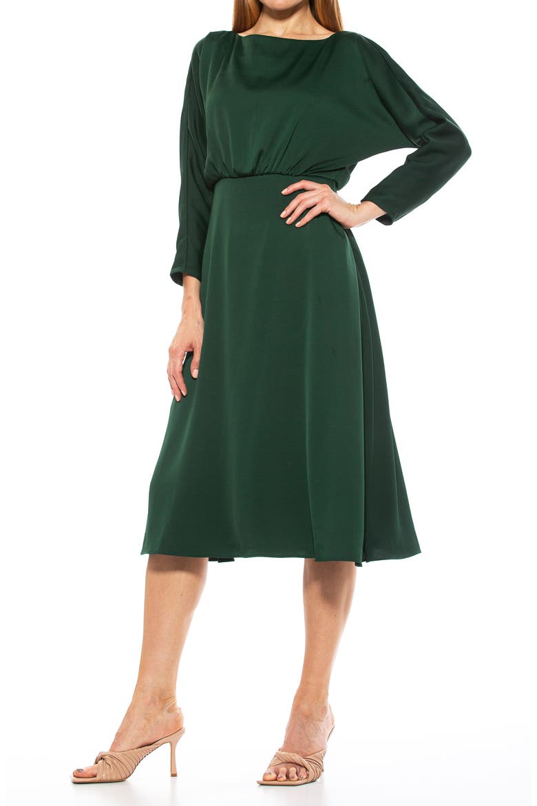 Ellie Boatneck Dolman Fit And Flare Dress, Alternate, color, EMERALD