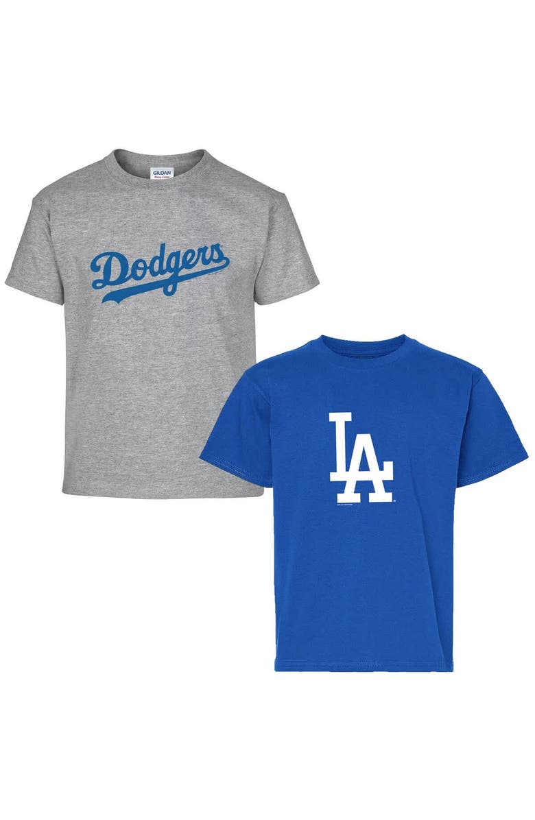 SOFT AS A GRAPE Youth Soft as a Grape Royal/Gray Los Angeles Dodgers Two-Pack T-Shirt Set, Main, color,