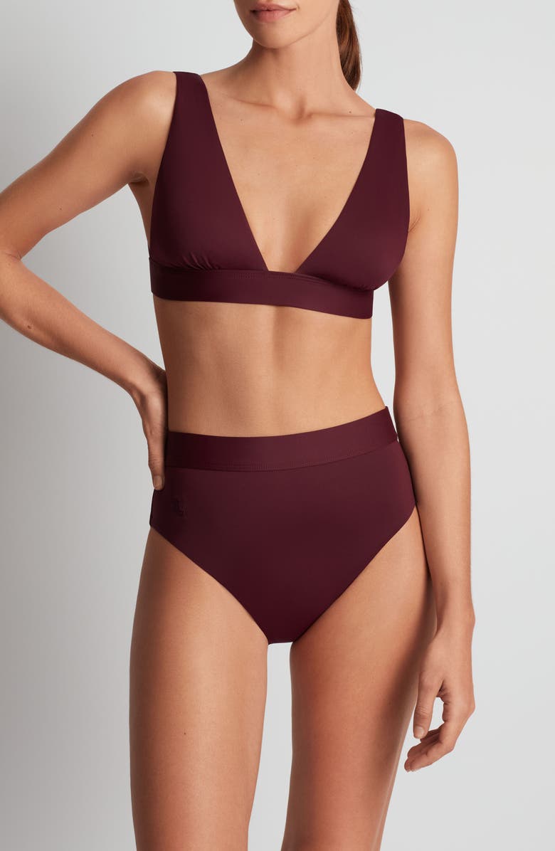 Lauren Ralph Lauren Banded High Waist Bikini Bottoms, Alternate, color,