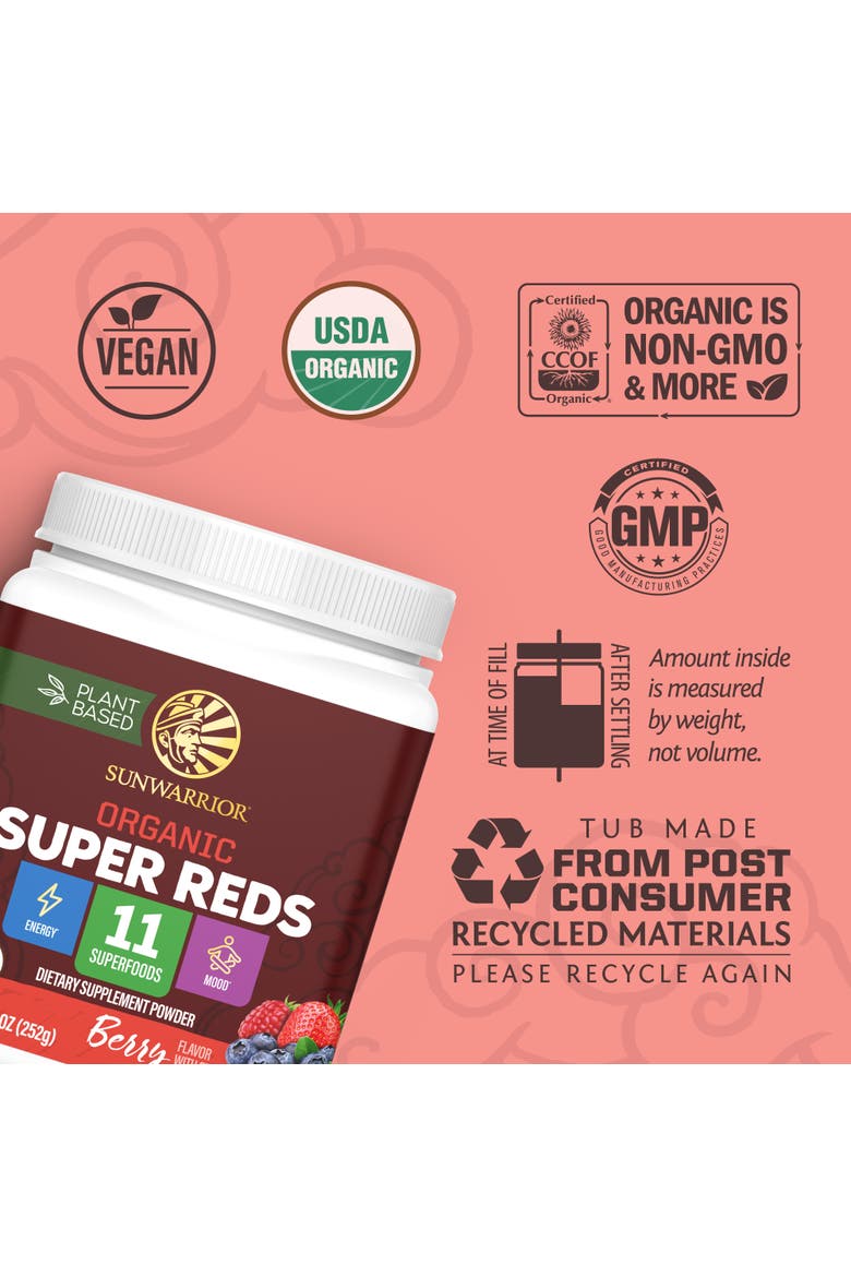 Organic Super Reds Powder, Berry, 252g Tub, Alternate, color, No Color