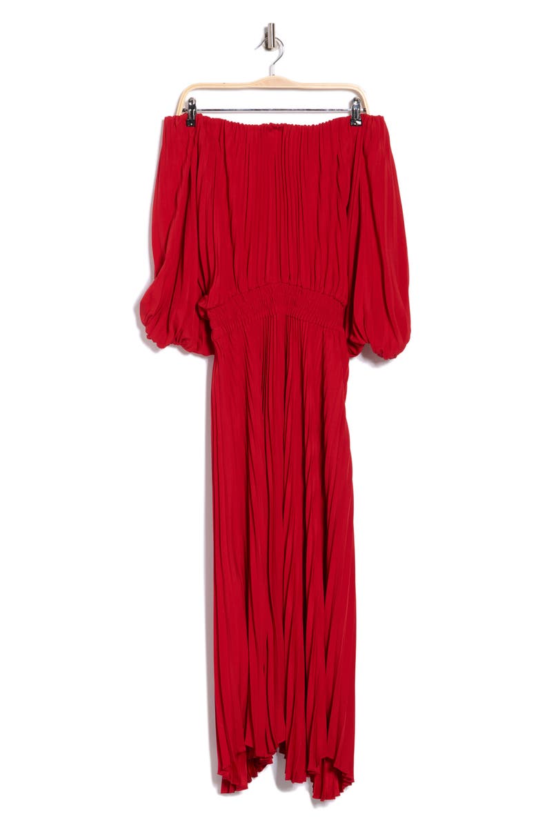 A.L.C. Sienna Pleated Off the Shoulder Maxi Dress, Alternate, color, Really Red