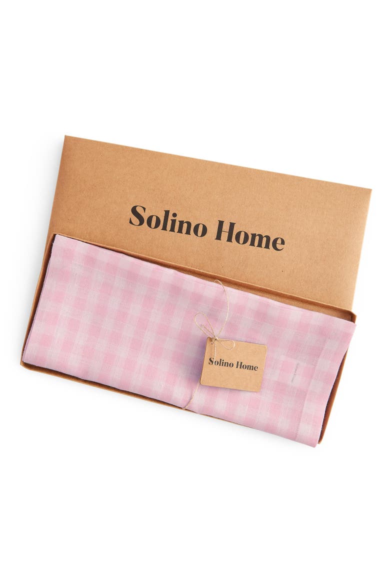 Linen Table Runner - Gingham Check, Alternate, color, Marshmellow Pink