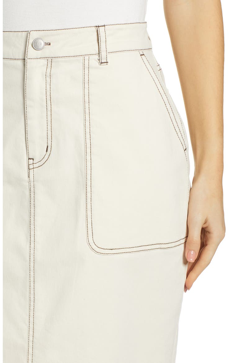 Contrast Stitch Utility Midi Skirt, Alternate, color, IVORY DOVE