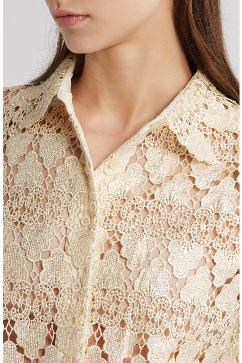 Lace Button-Up Shirt, Alternate, color, ECRU