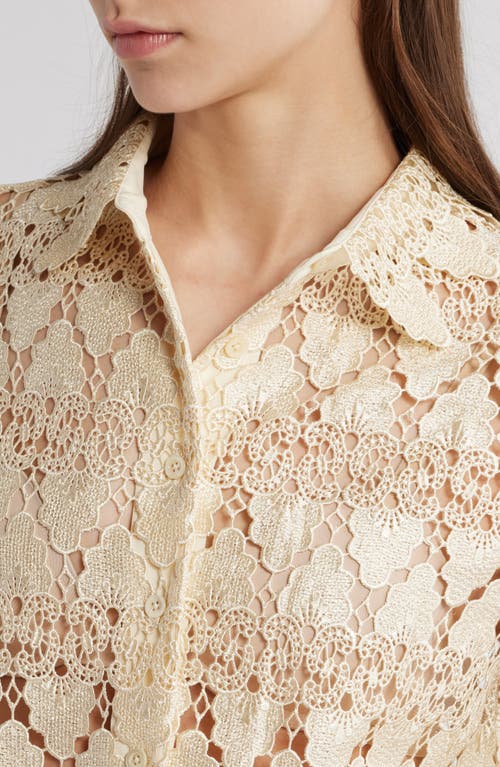 Shop Frame Lace Button-up Shirt In Ecru