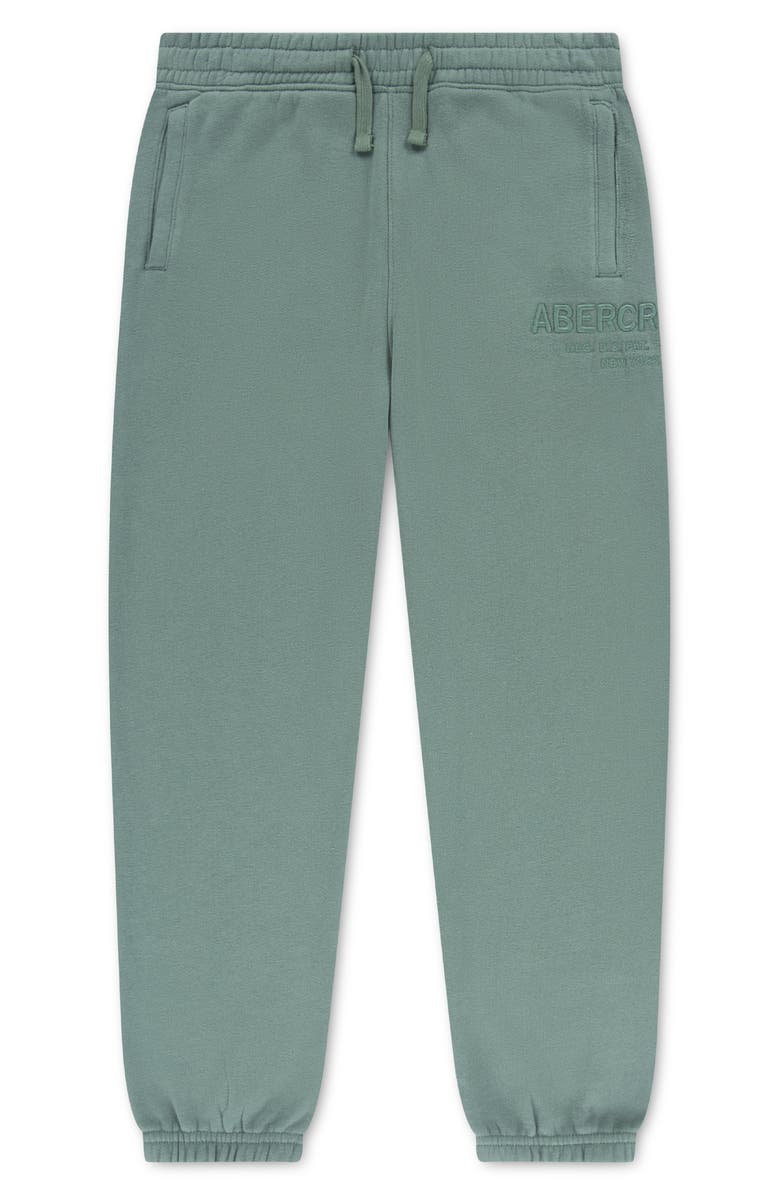 abercrombie kids Kids' Loose Cotton Blend Fleece Sweatpants, Main, color, Dark Forest
