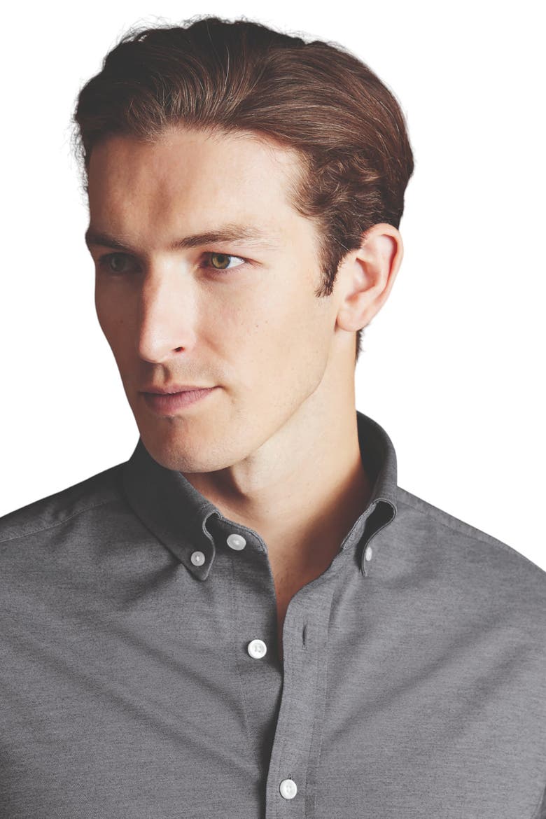 Four-Way Stretch Button Down Jersey Shirt, Alternate, color, Flint Grey
