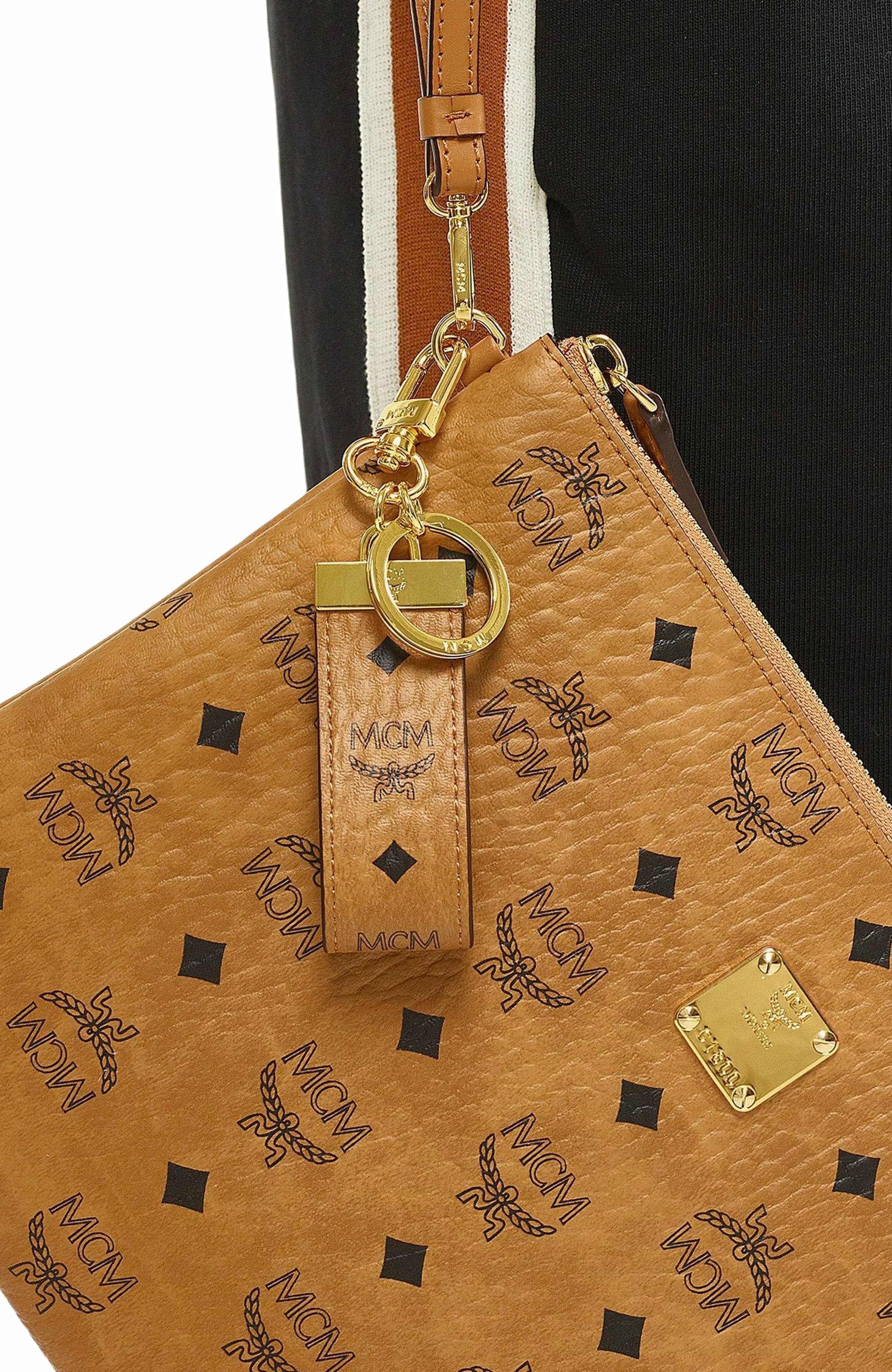 MCM Key Ring in Visetos Original, Alternate, color, Cognac