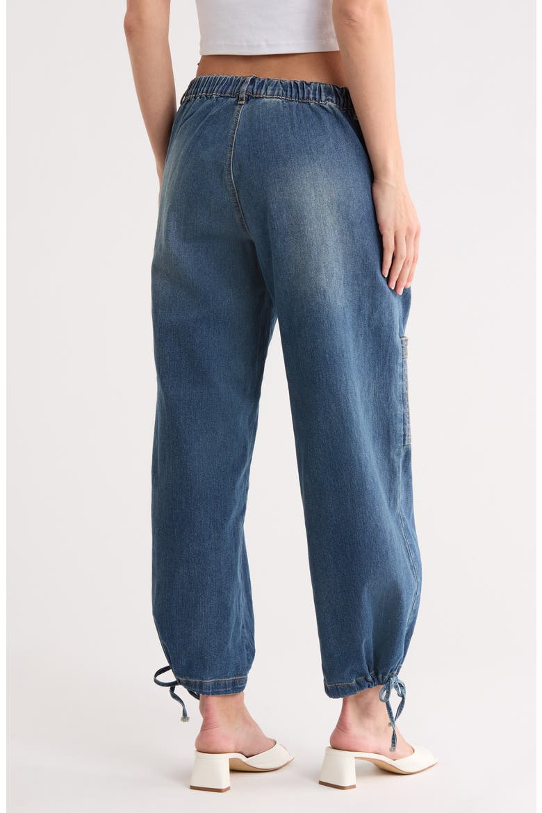 Drawstring Hem Denim Joggers, Alternate, color, MEDIUM WASH