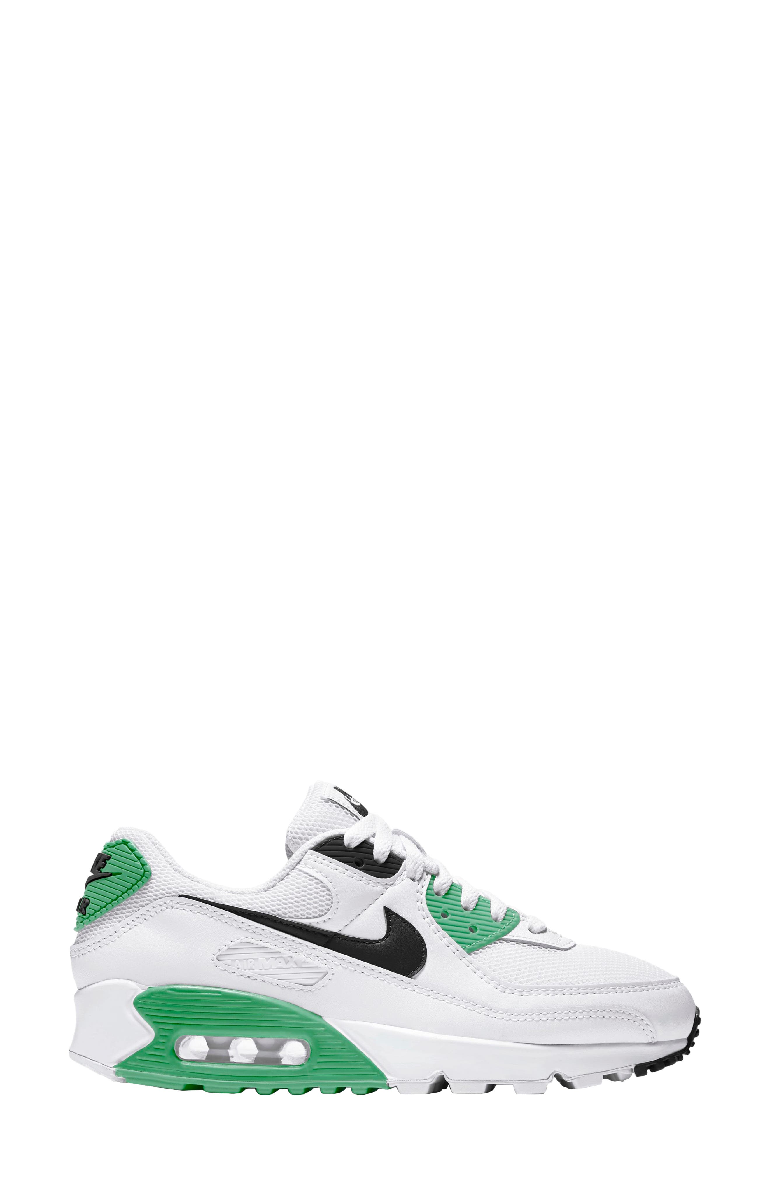 Air Max 90 Sneaker, Main, color, WHITE/ BLACK/ VAPOR GREEN