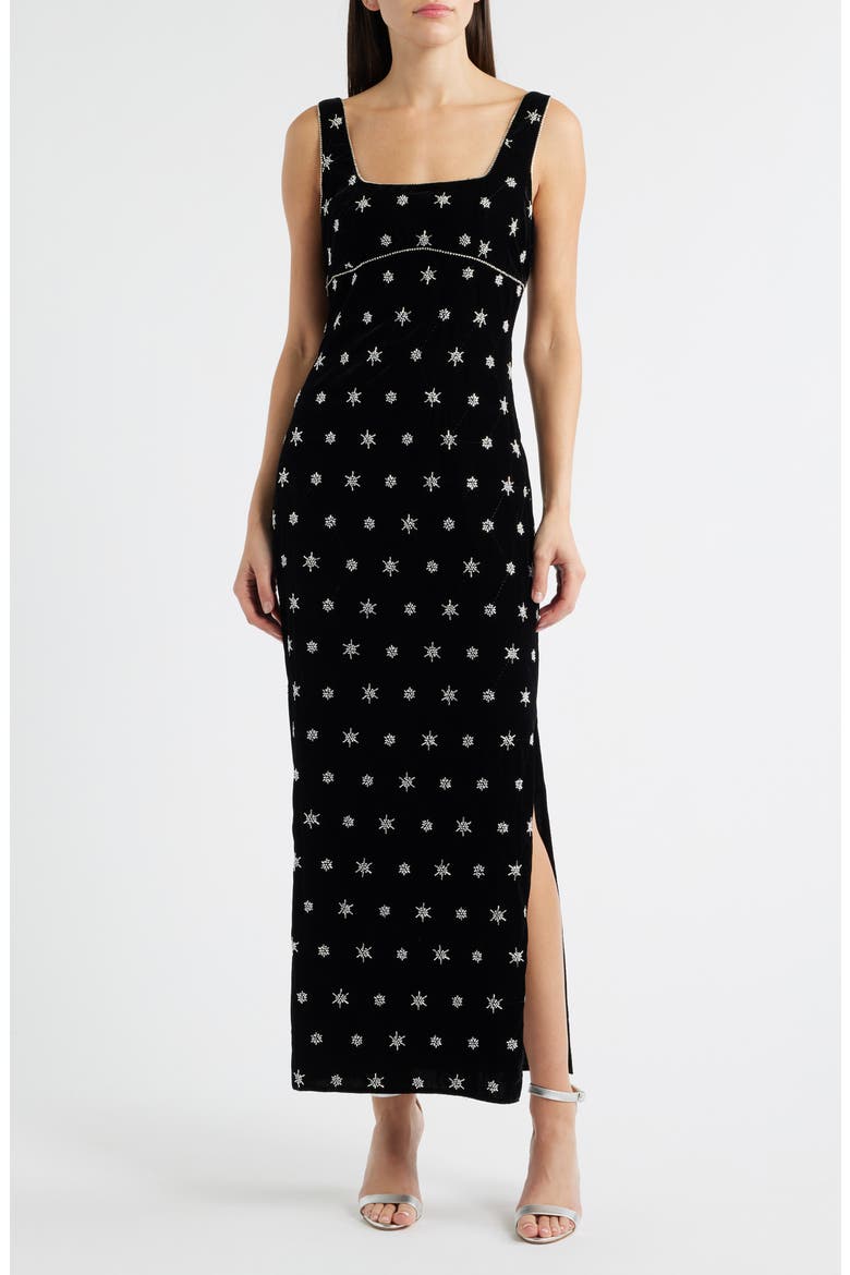 Emrys Beaded Sleeveless Maxi Dress, Main, color, BLACK