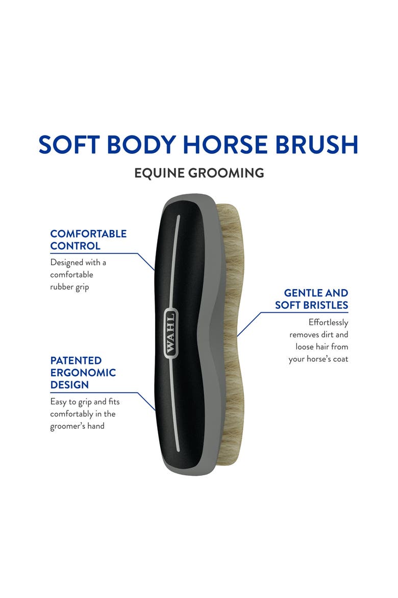 Equine Soft Body Horse Brush, Alternate, color, Black