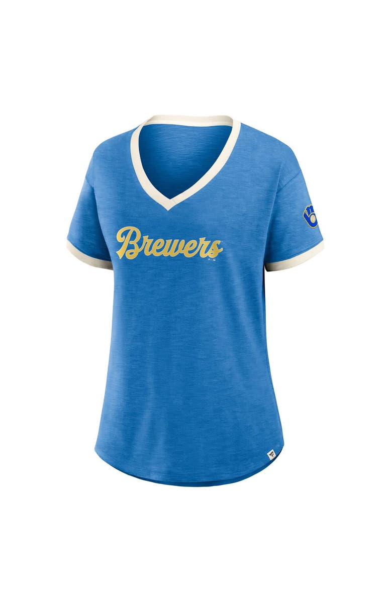 FANATICS Women's Fanatics Royal Milwaukee Brewers Cooperstown Collection Vintage Play​ Slub V-Neck T-Shirt, Alternate, color, Royal