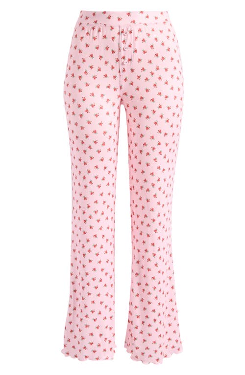 Pj Salvage Crazy For The Holidays Brushed Pointelle Pajama Pants In Pink