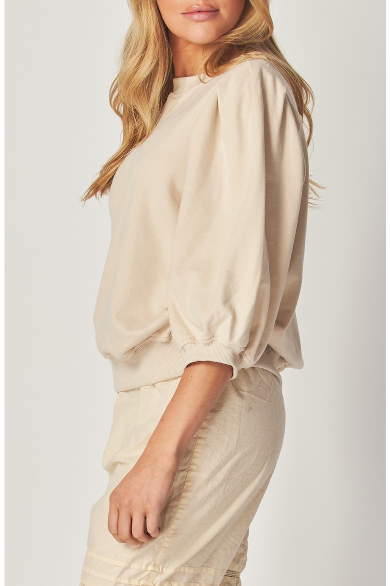 Balloon Sleeve Crop Sweatshirt, Alternate, color, BEIGE