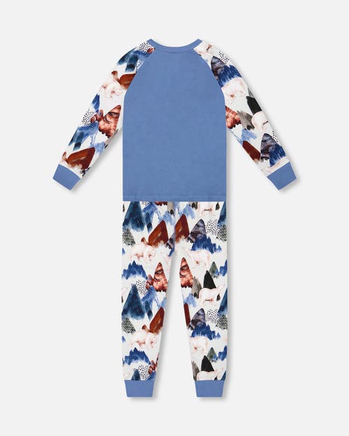 Deux Par Deux Two-piece Organic Cotton Pajama Set In Blue
