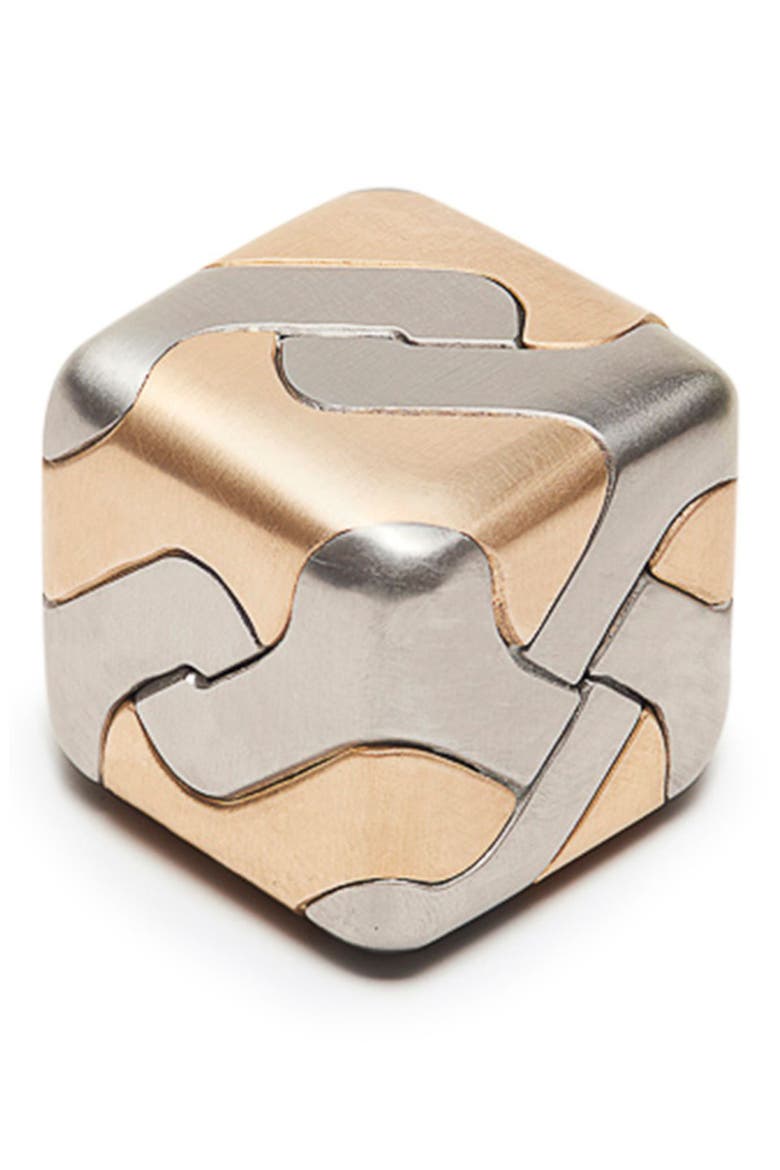 Tycho Cube Puzzle, Main, color, BRASS AND STAINLESS STEEL