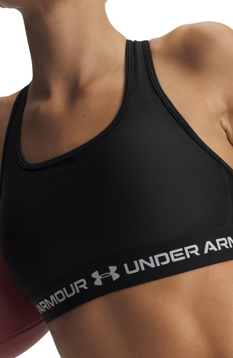 Under Armour HeatGear<sup>®</sup> Mid Cross Back Sports Bra, Alternate, color, Ultimate Black / / White