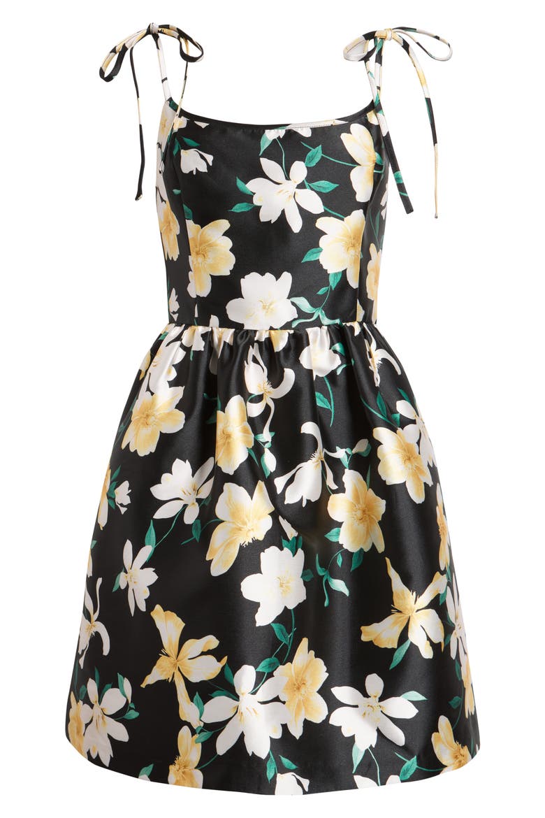 Floral Tie Strap Minidress, Alternate, color, BLACK MULTI