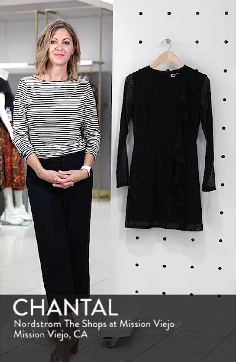 Velvet Dot Ruffle Accent Minidress, sales video thumbnail
