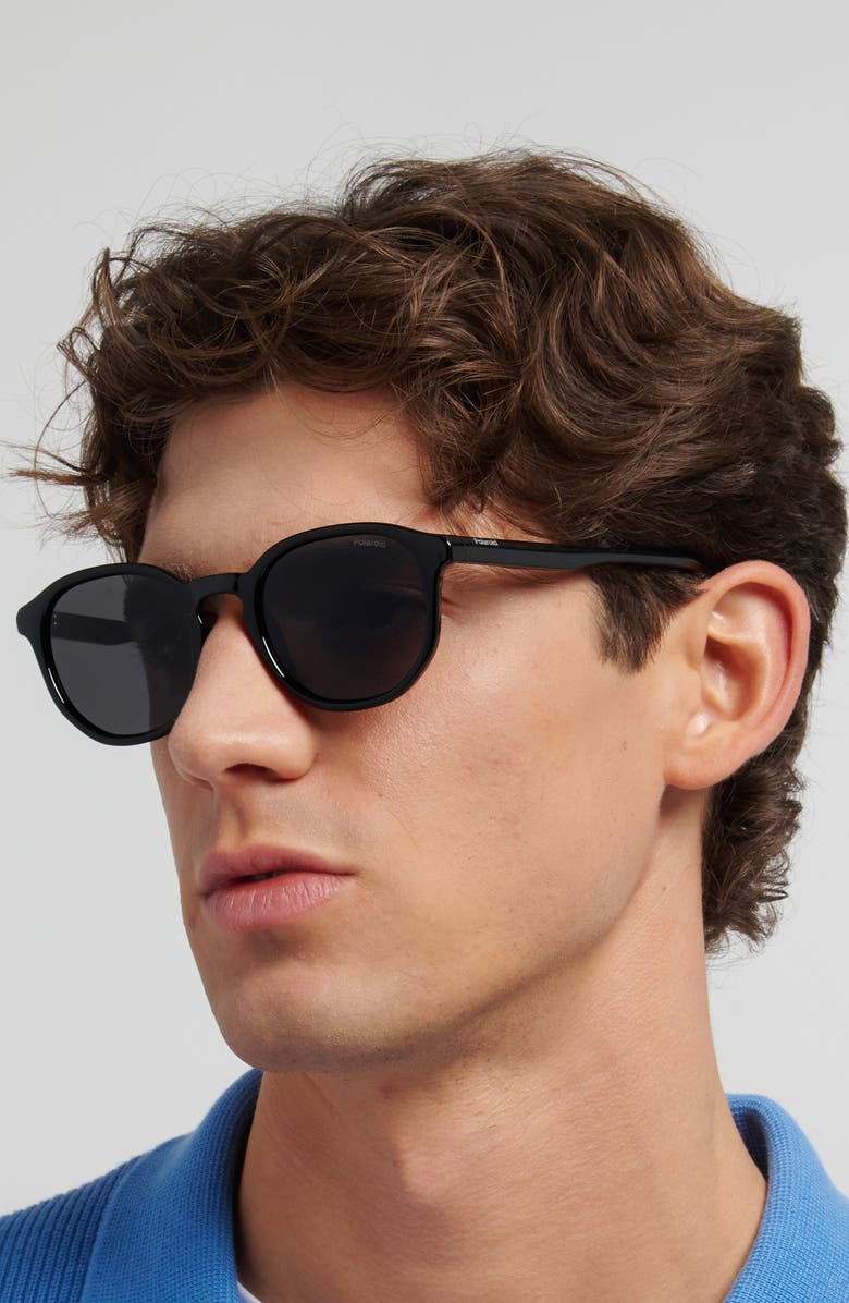 Polaroid 51mm Polarized Square Sunglasses, Alternate, color, Black/ Grey Pz