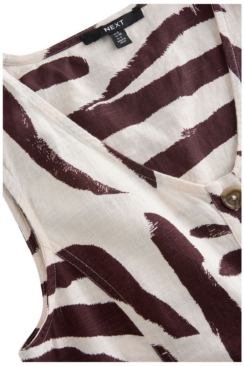Zebra Print Sleeveless Romper, Alternate, color, BROWN/ OFF WHITE