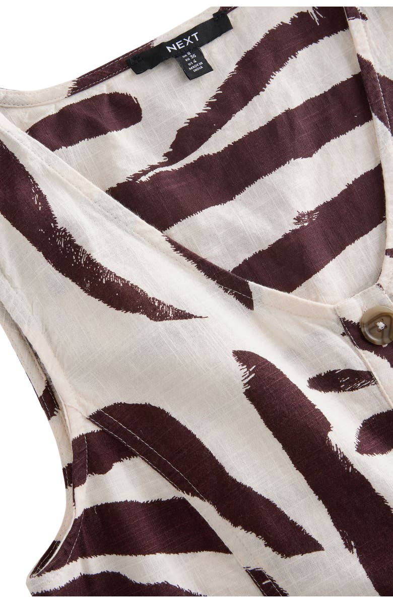 NEXT Zebra Print Sleeveless Romper, Alternate, color, Brown/ Off White