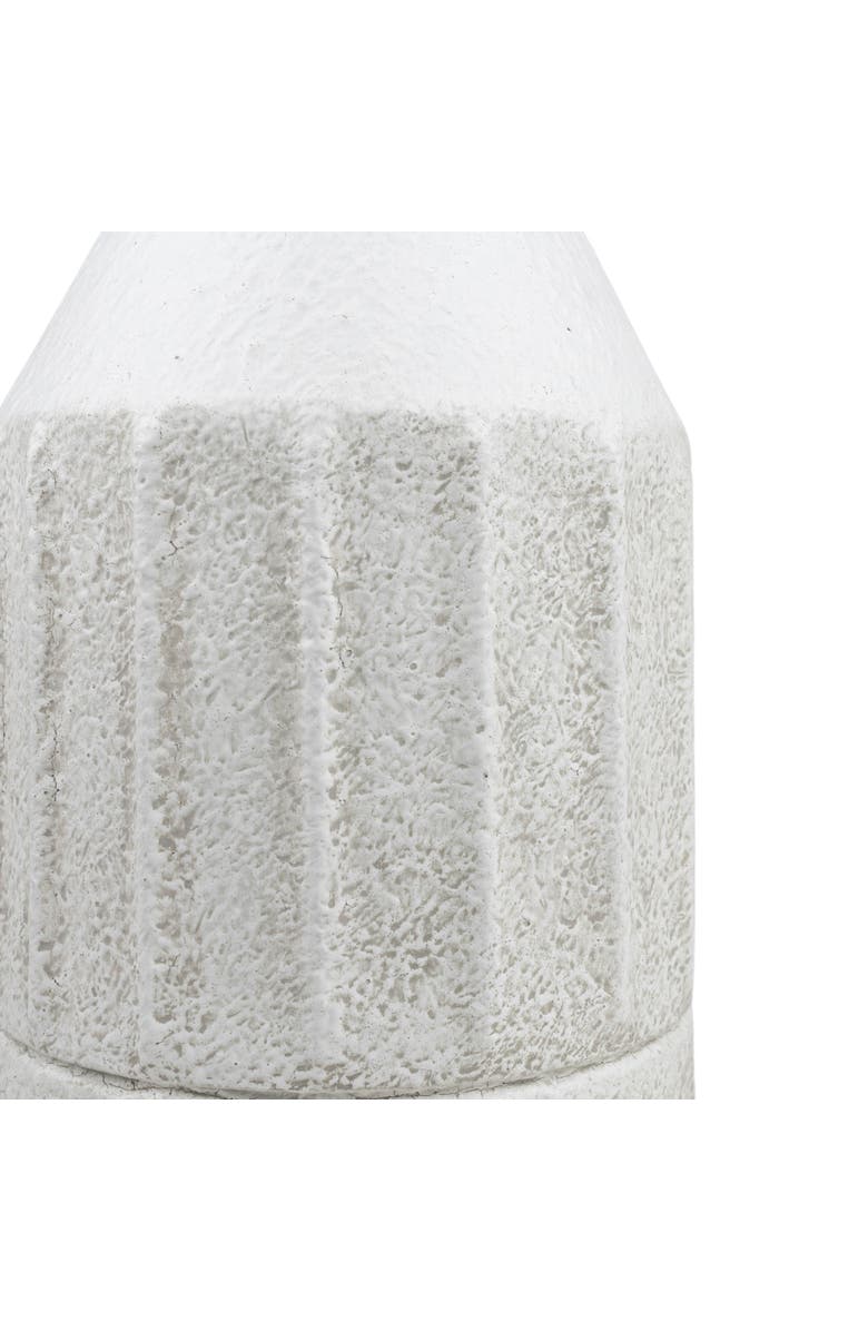 Foreside Home and Garden Fluted Sandy Vase White Metal, Alternate, color, White