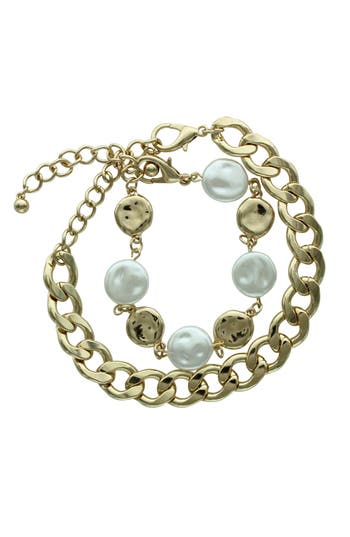 Olivia Welles Lala Mixed Chain Bracelet Set In Multi