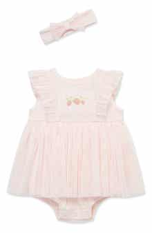 Little Me Strawberry Embroidered Tutu Romper & Headband