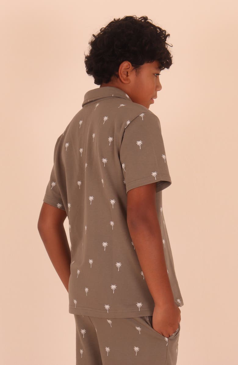 TINY TRIBE Kids' Palm Tree Print Polo, Alternate, color, Olive