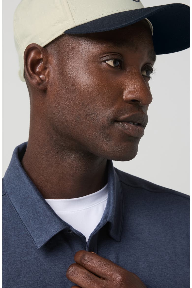 Ponto Short Sleeve Performance Button-Up Shirt, Alternate, color, AZURE HEATHER