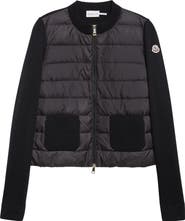 Moncler Virgin Wool Knit & Quilted Down Cardigan