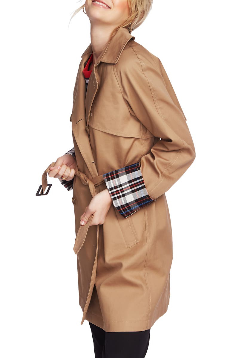 Court & Rowe Plaid Lined Double Breasted Trench Coat, Alternate, color,