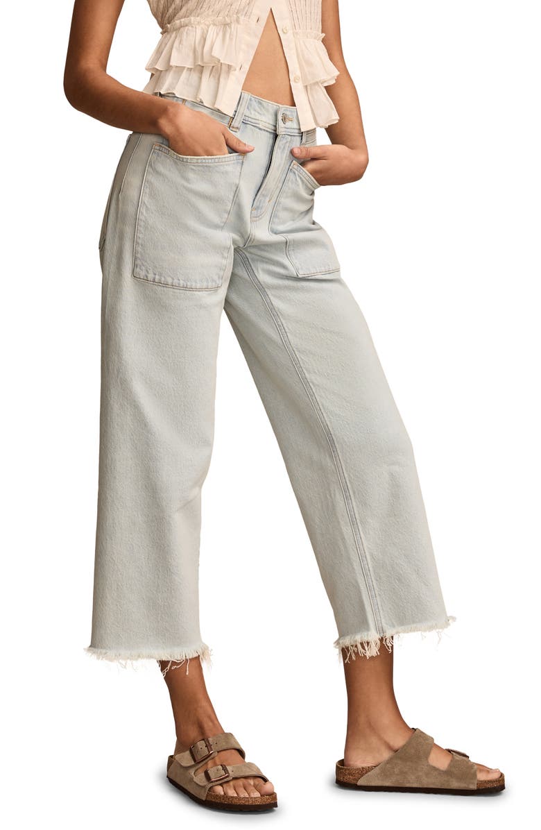 Lucky Brand Legend Frayed Patch Pocket Crop Wide Leg Jeans, Alternate, color,