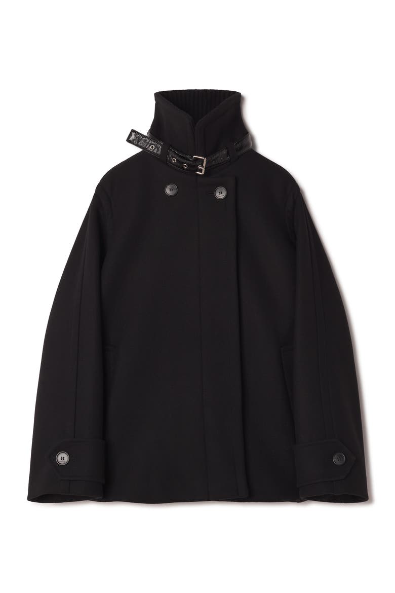 Short Wool Coat With Stand-Up Collar, Alternate, color, Black