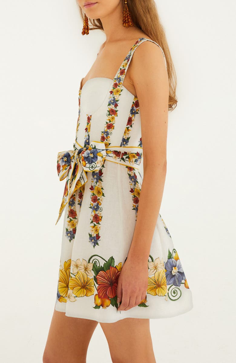 FARM Rio Tropi Floral Print Minidress, Alternate, color, Tropi Off-White