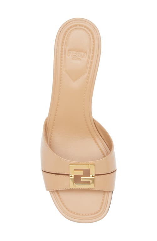 Fendi Ffold Kitten Heel Slide Sandal In Honey