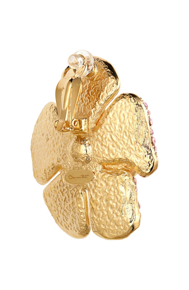 Oscar de la Renta Large Rose Clip-On Earrings, Alternate, color, Rose