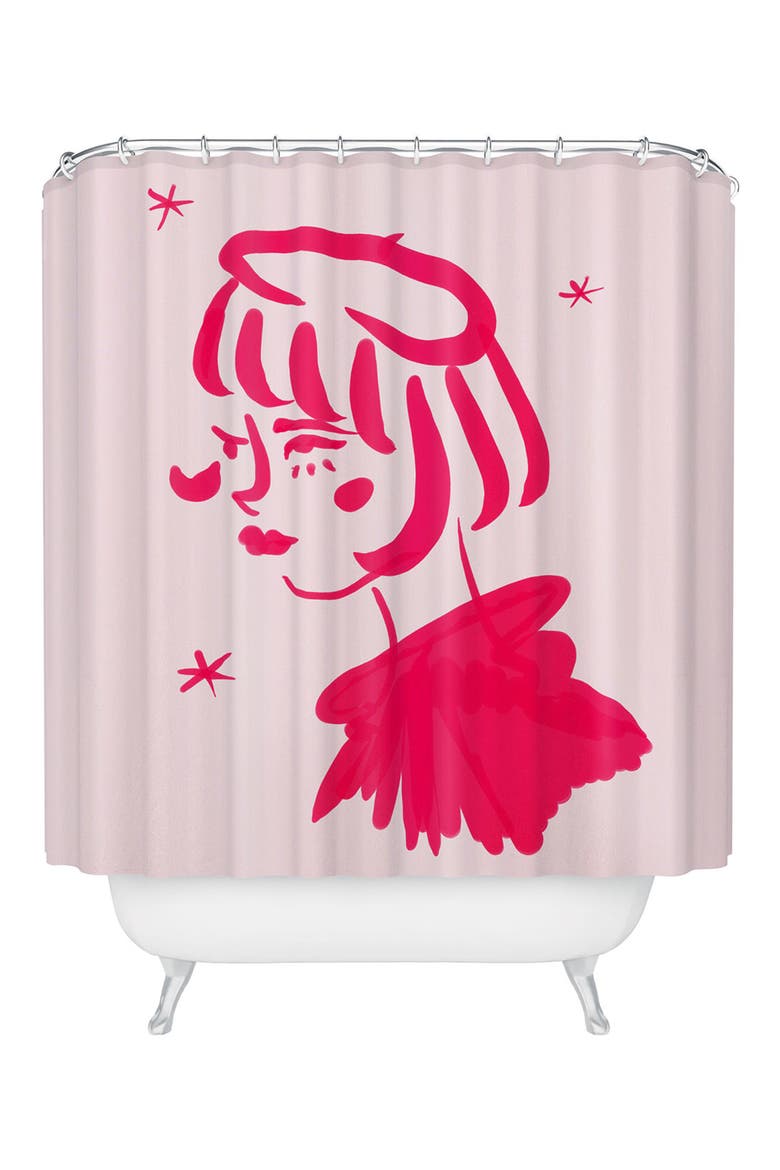 Midge Shower Curtain, Main, color, PINK