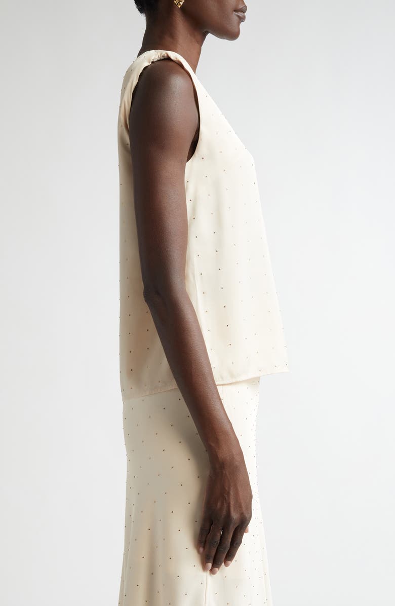 ST. JOHN Crystal Embellished Sleeveless Top, Alternate, color, Putty