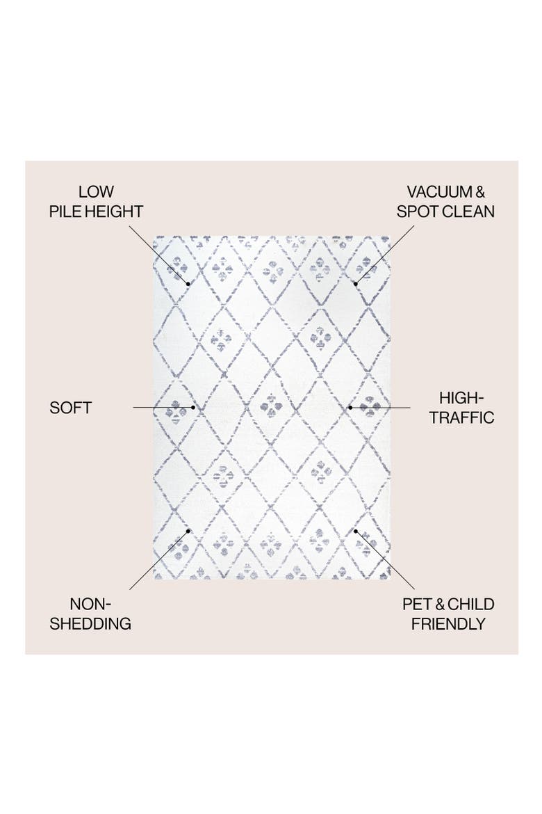 Izil Moroccan Geometric Diamond Area Rug, Alternate, color, Ivory/Light Gray