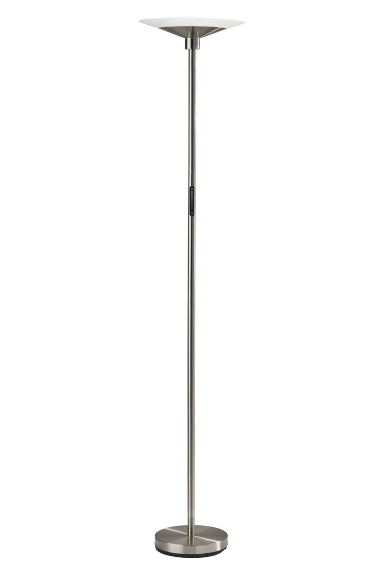 Solar LED Torchiere Floor Lamp, Main, color, BRUSHED STEEL