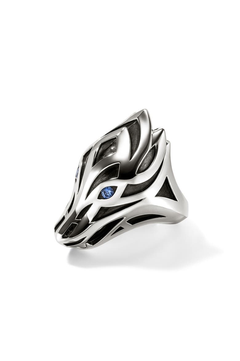 Naga Ring, Sterling Silver, Blue Sapphire, Alternate, color, SILVER