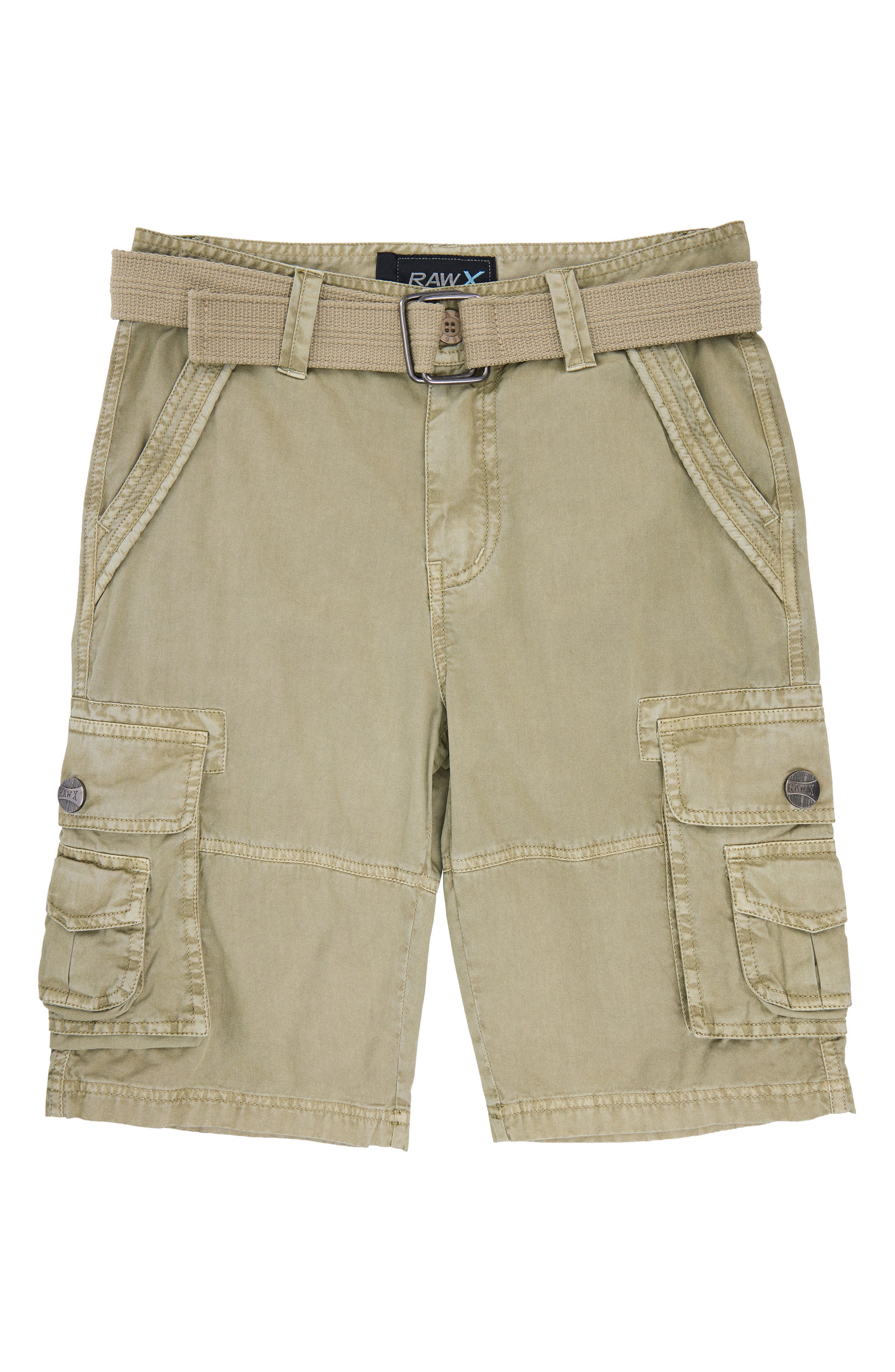 Kids' Belted Cotton Twill Cargo Shorts