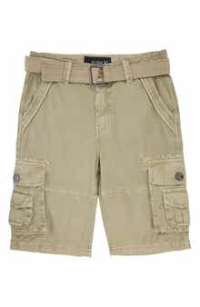 Kids' Belted Cotton Twill Cargo Shorts