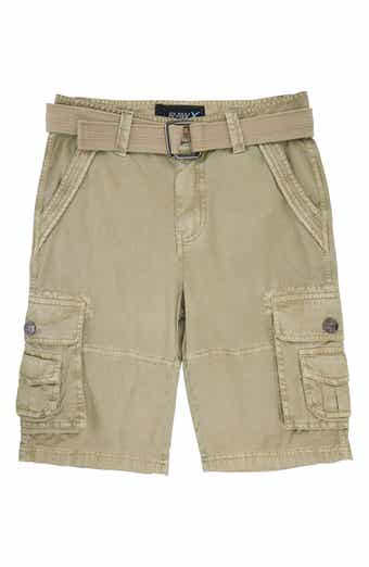 Kids' Belted Cotton Twill Cargo Shorts