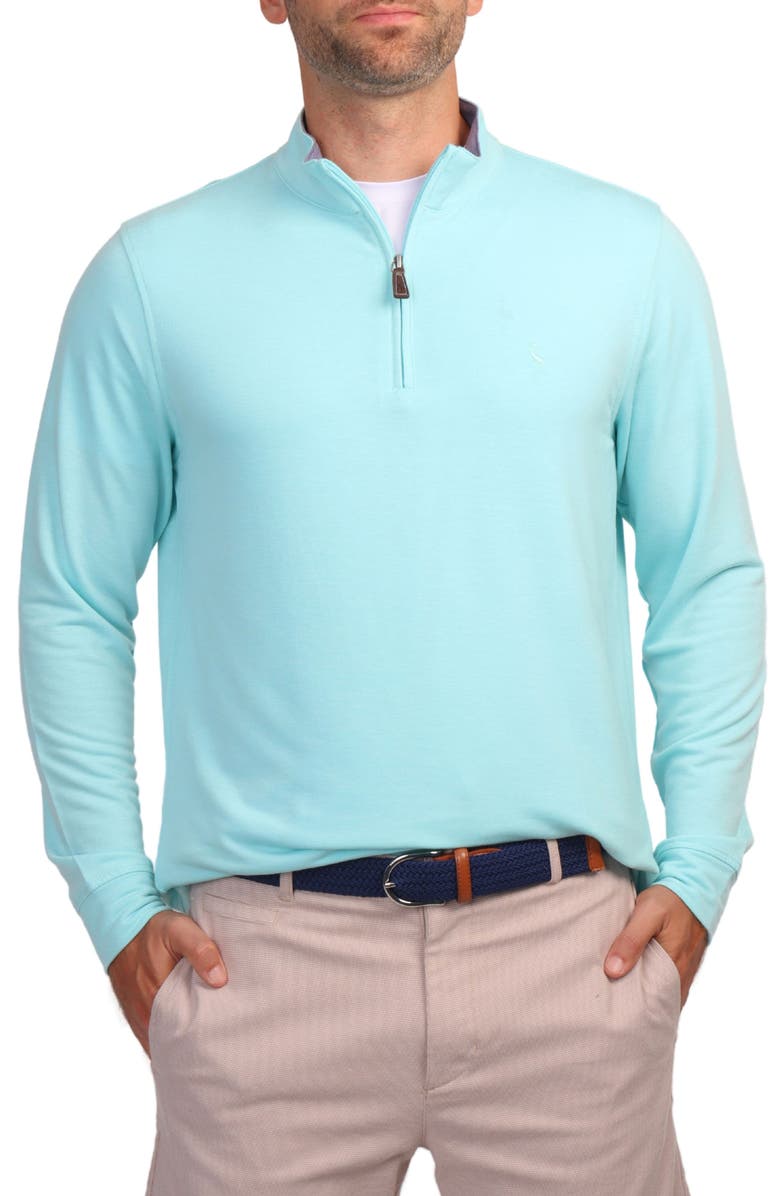 TailorByrd French Terry Quarter Zip Pullover, Alternate, color, Seafoam